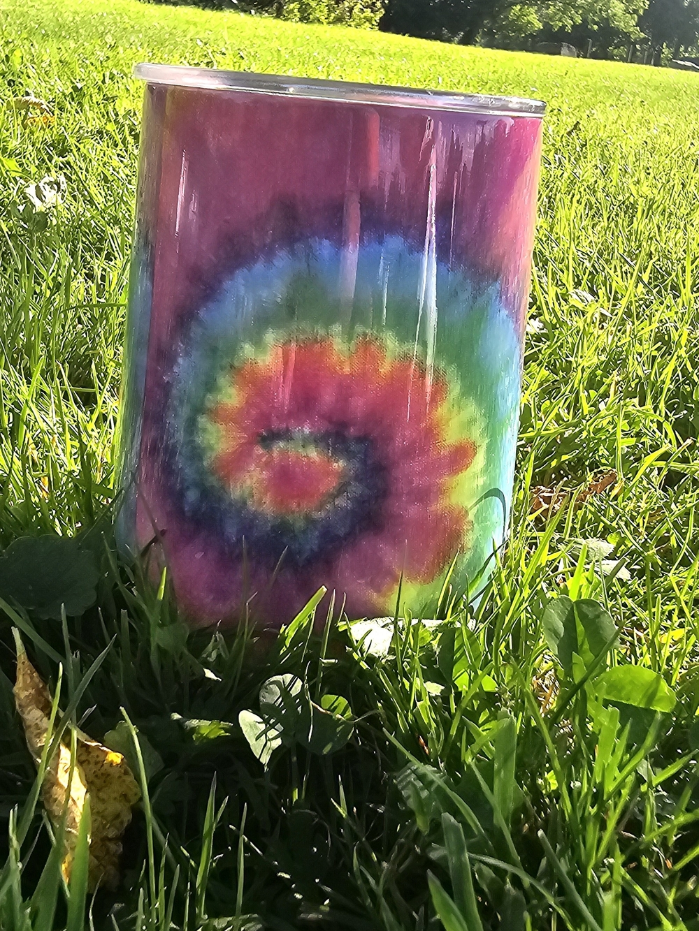 Multicolor Tie-Dye Spiral Decorative Tumbler - Bright Rainbow